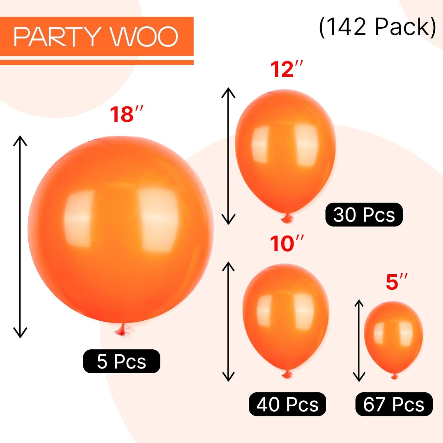 PartyWoo Orange Balloons 142 PCS Garland Arch Kit