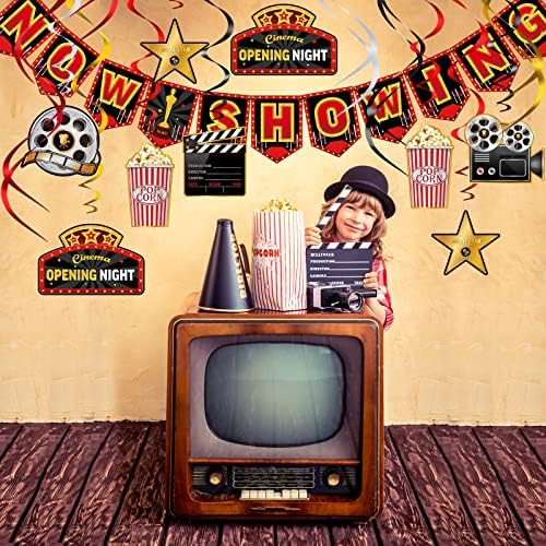 45 Piece Movie Night Decor Kit with Banner and Swirls