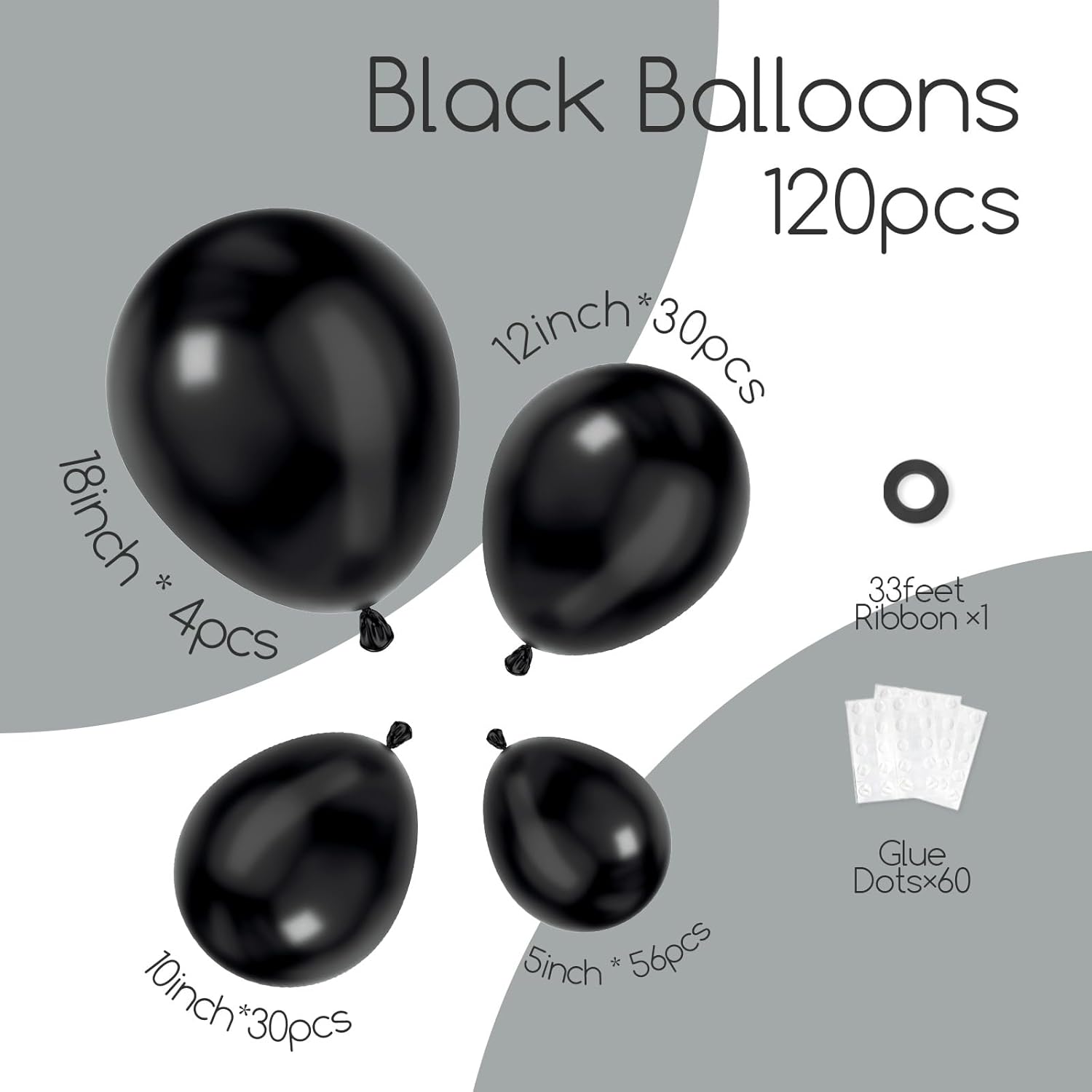120pcs Black Balloon Arch Kit for Party Decorations
