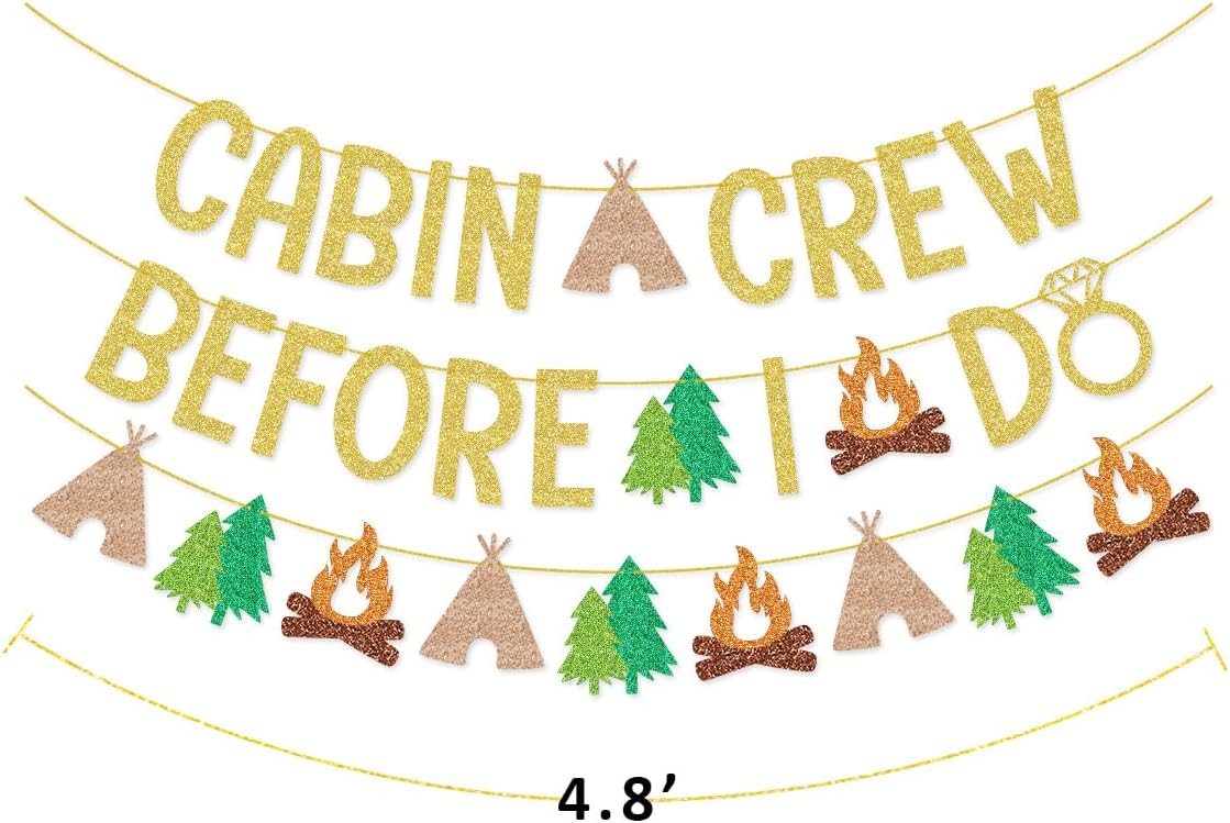 Glamoncha Gold Cabin Crew Bachelorette Party Banner Decorations