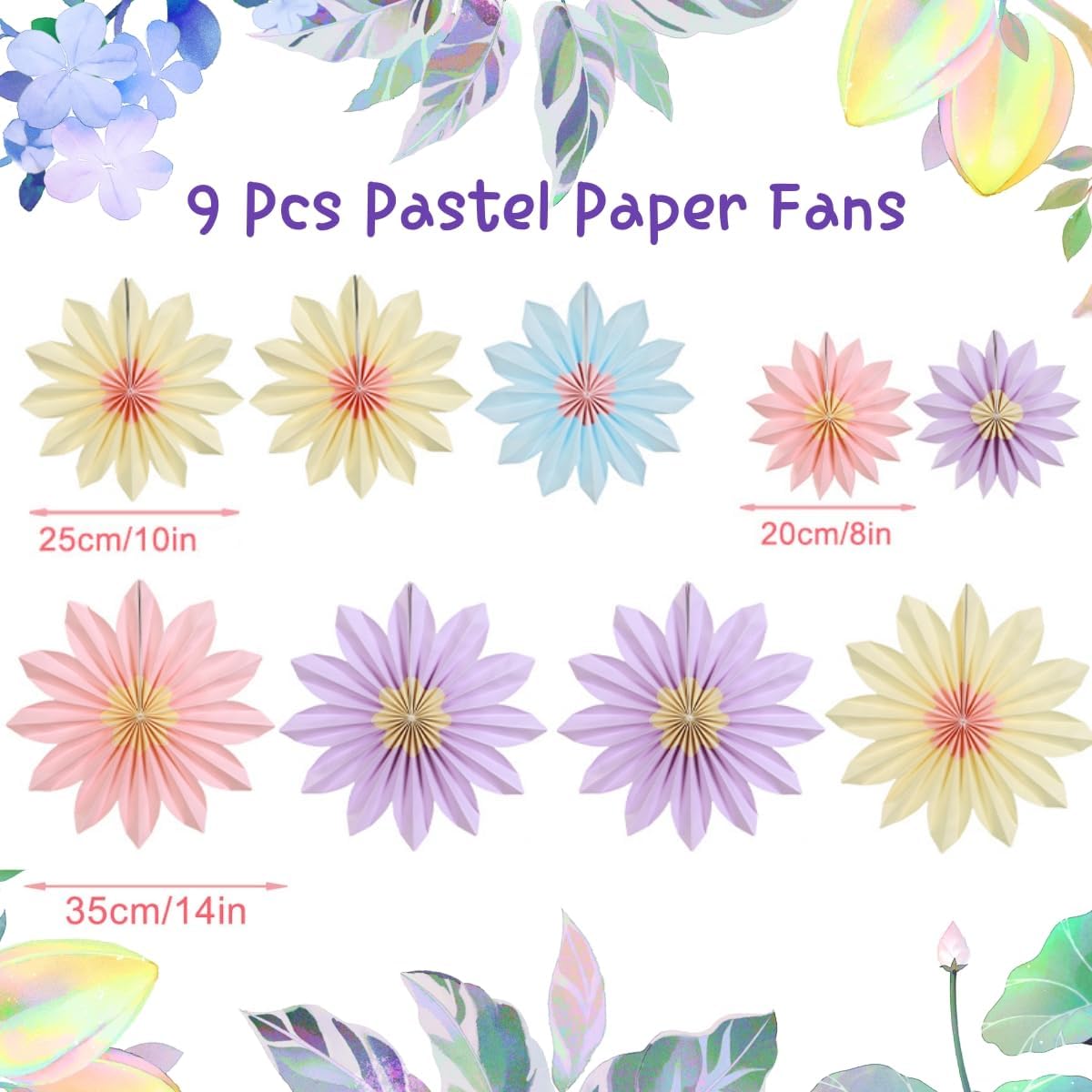 Homarkable 9PCS Pastel Paper Flower Fans Decorations