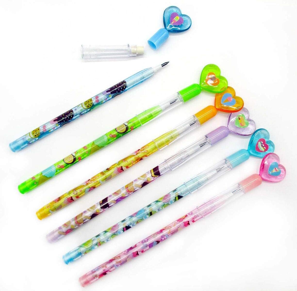 Tiny Mills 24 Pcs Ice Cream Stackable Push Pencil Set