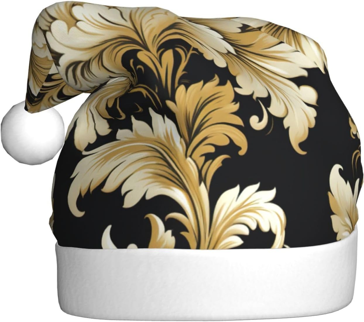 Damask Pattern Christmas Santa Hat Plush for Adults