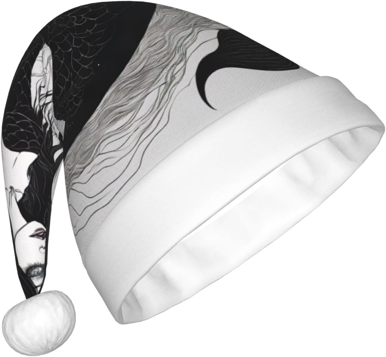Dark Mermaid 04 Print Christmas Santa Hat Plush for Adults
