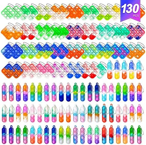 130 Pcs Pop Keychain Fidget Toy Set