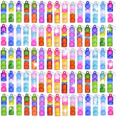 BicMan 75Pcs Mini Pop Keychain Fidget Toys for Kids