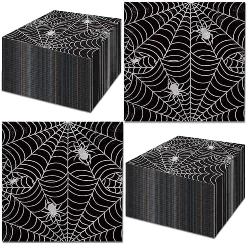 50 Pack Halloween Black Spider Napkins