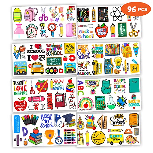 Welcome Back To School Temporary Tattoos 96 PCS Stickers