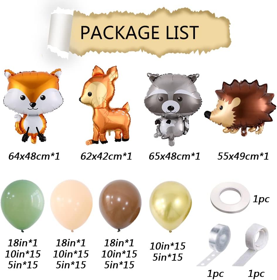 Woodland Animals Balloon Garland Kit 130pcs