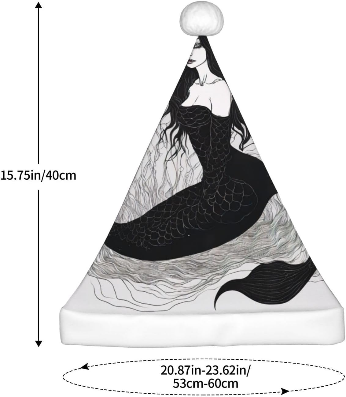 Dark Mermaid 04 Print Christmas Santa Hat Plush for Adults
