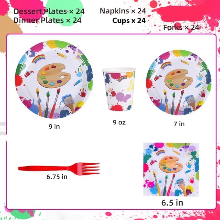 Atonofun Art Party Dinnerware Set for 24