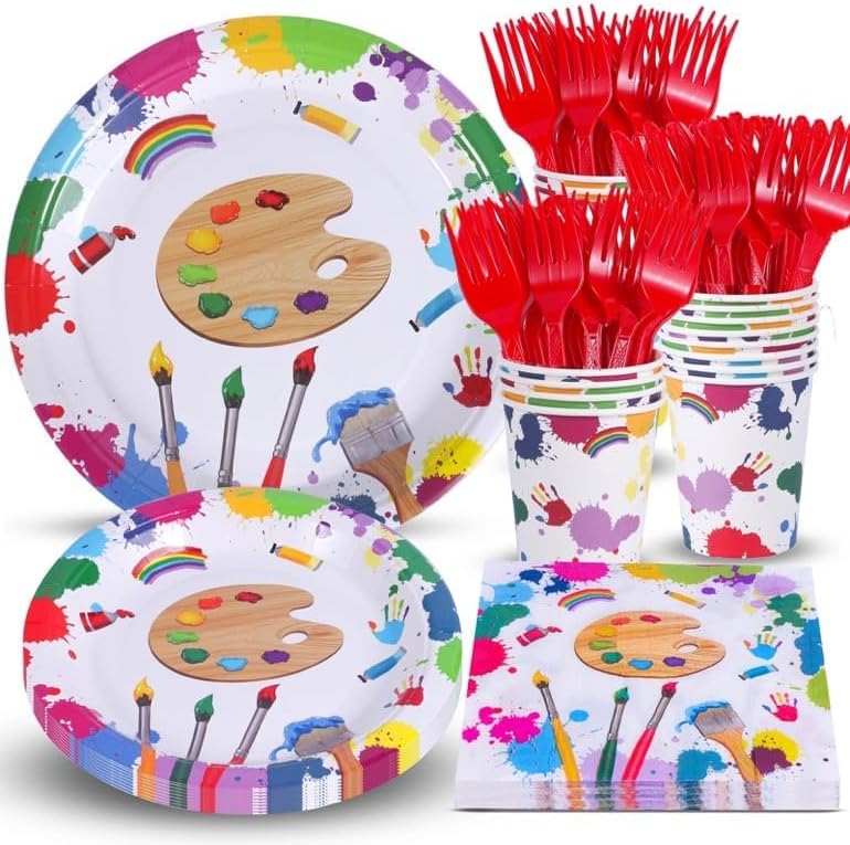Atonofun Art Party Dinnerware Set for 24