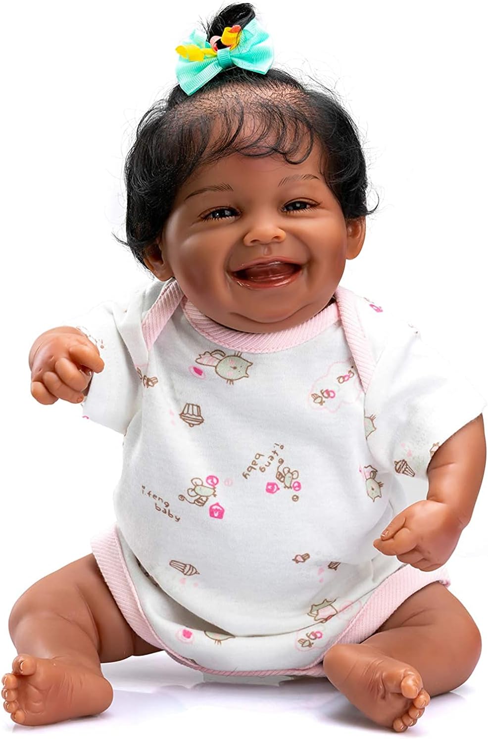 Ecomgoo 20 Inch Reborn Baby Doll Black Realistic Laughing