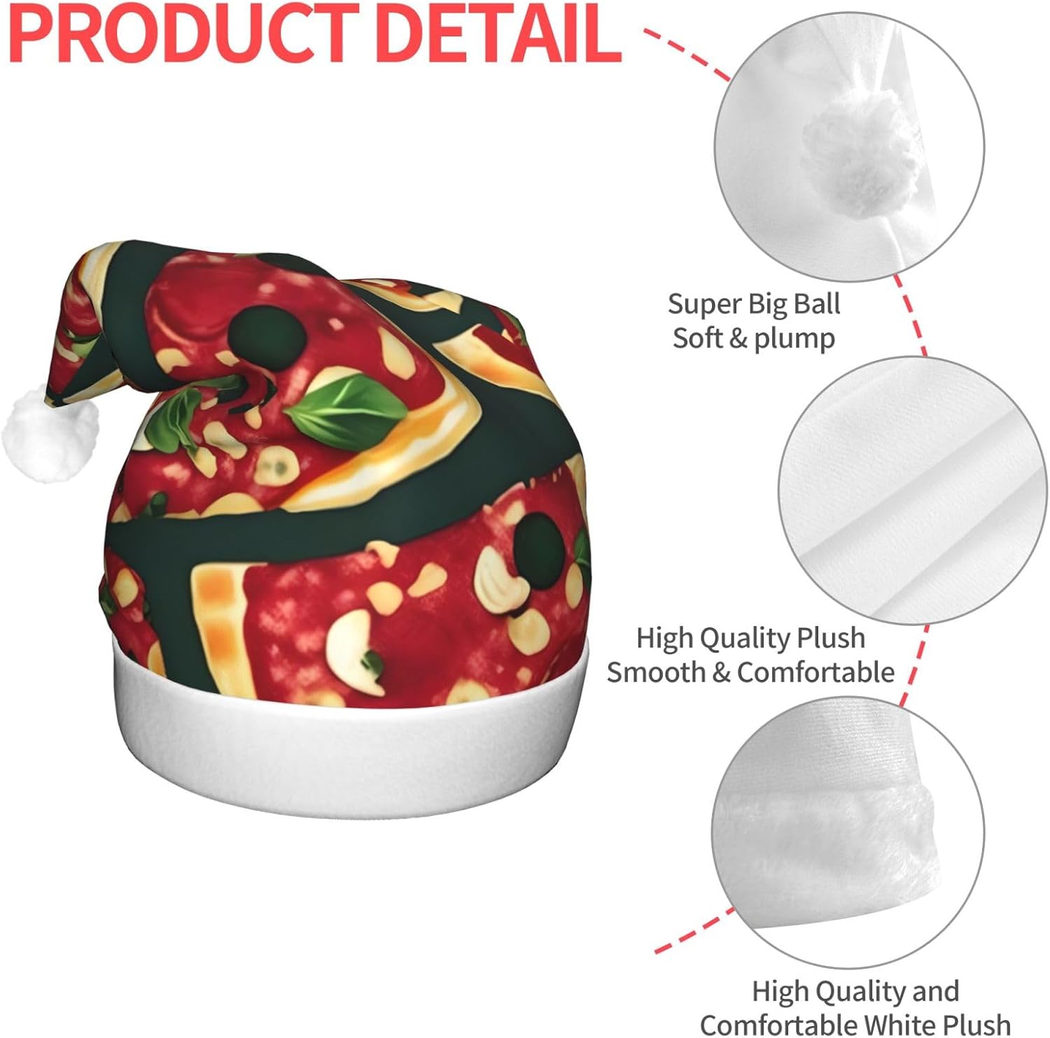 QINZHENG LED Pizza Santa Hat Christmas Decoration