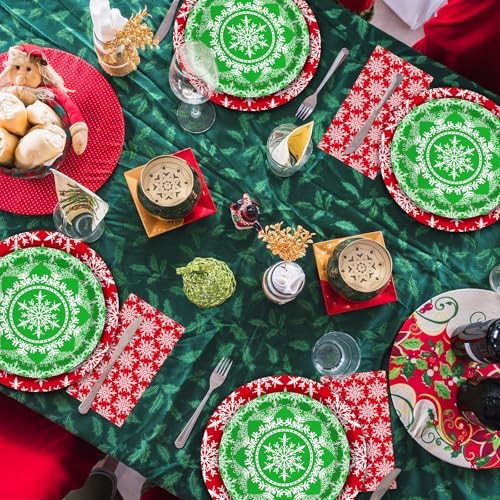 116 Pcs Christmas Snowflake Party Tableware Set for 16 Guests