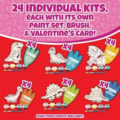 Dinosaur Wood Painting Kit 24 pcs for Kids Party Favors