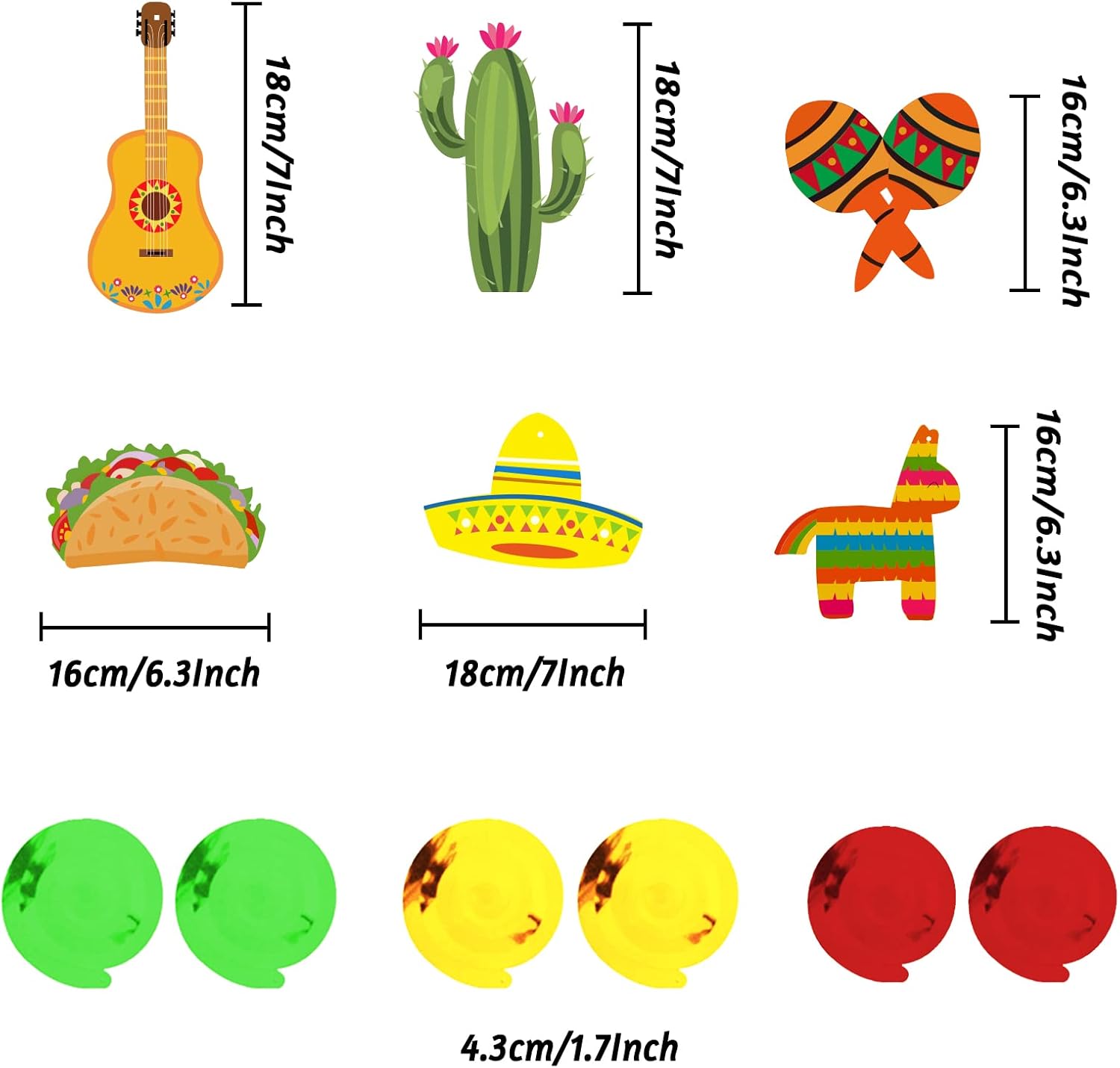Fiesta Birthday Decor Set with Balloons and Pompoms
