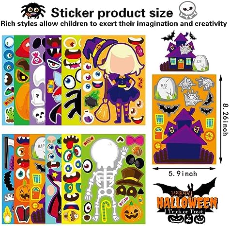 48 PCS Halloween Make-a-Face Stickers for Kids