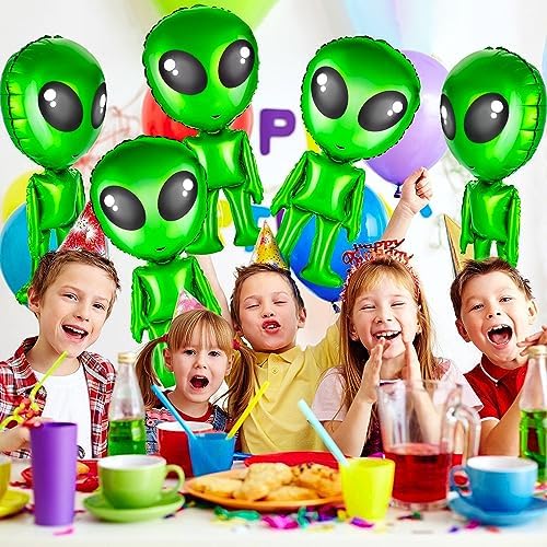 8 Green Alien Balloons for Halloween Party Decoration