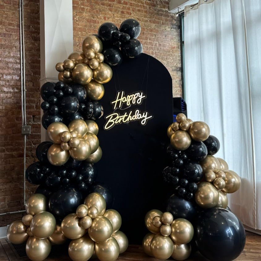 Black and Gold Balloon Garland Kit 114Pcs