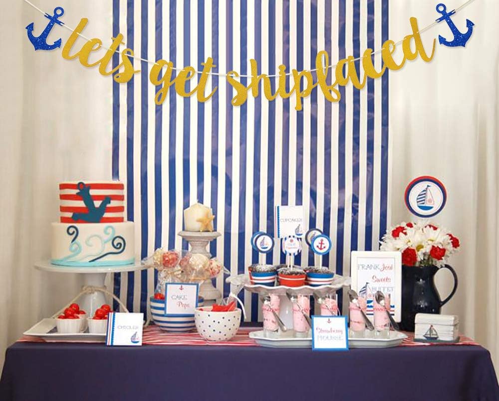 Wulagogo Gold Glitter Nautical Banner