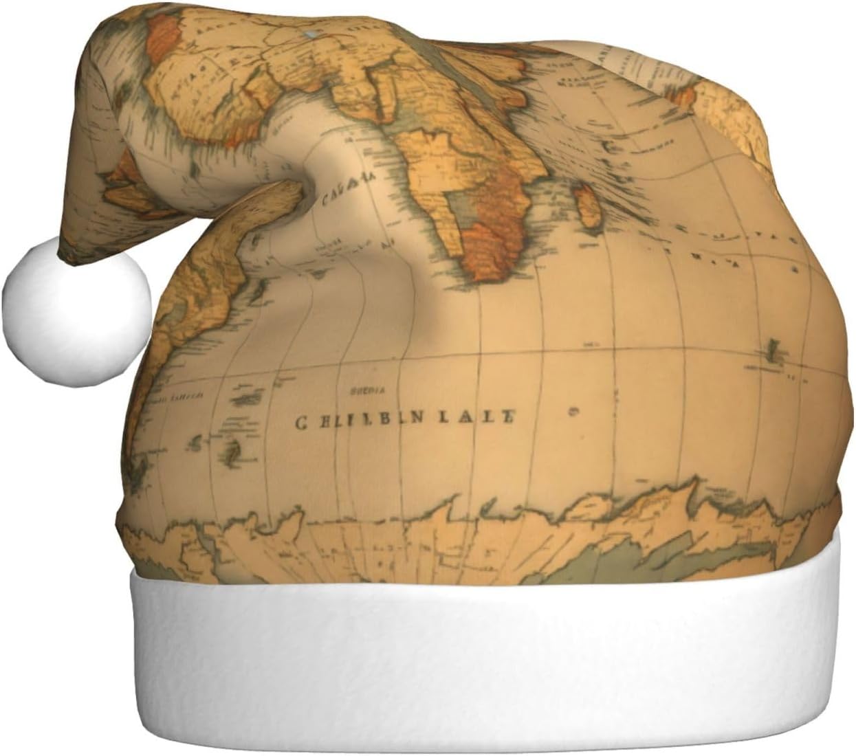 World Map Print Funny Christmas Santa Hat for Adults