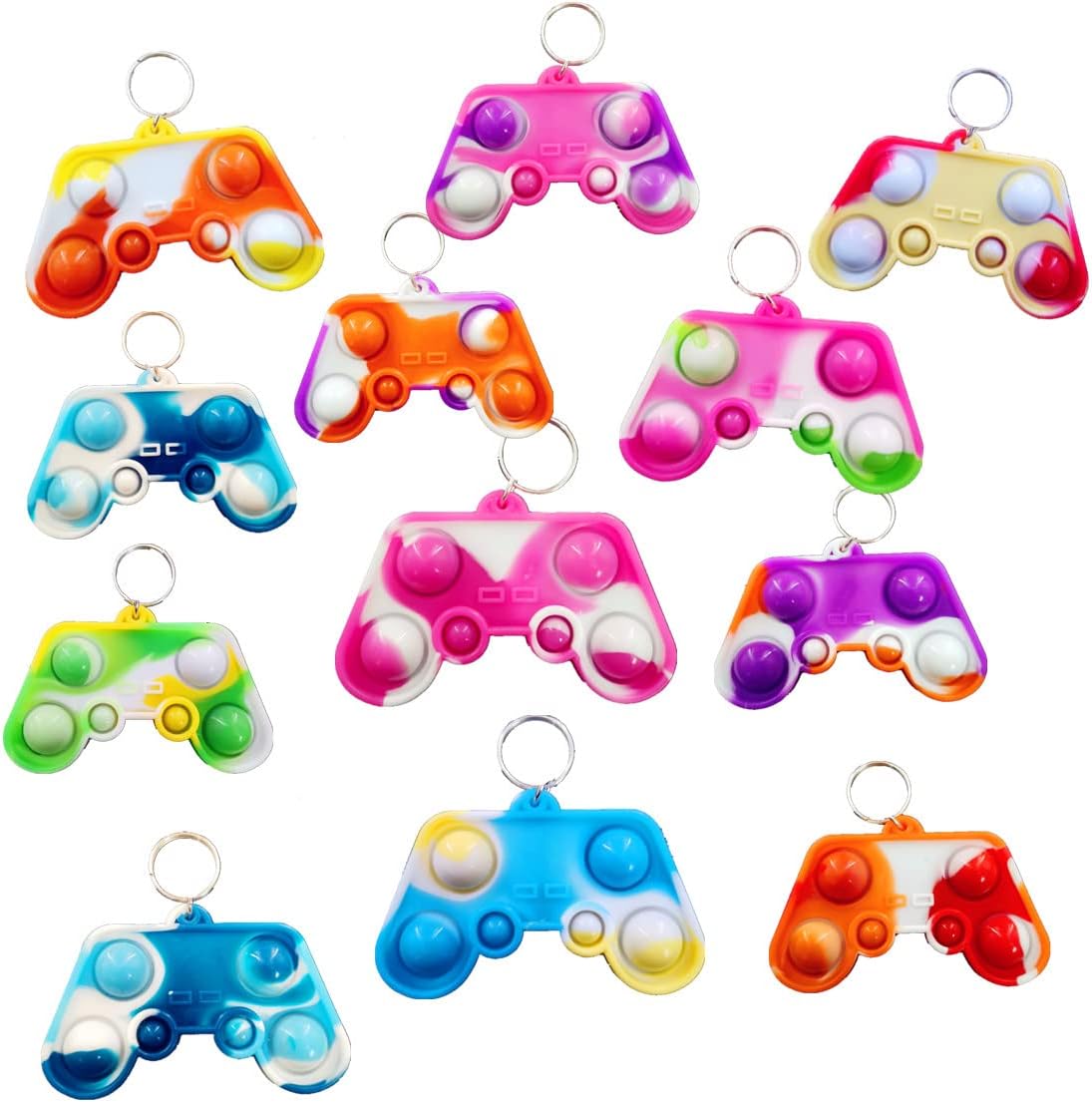 24 Pack Mini Pop Fidget Keychain Game Controllers