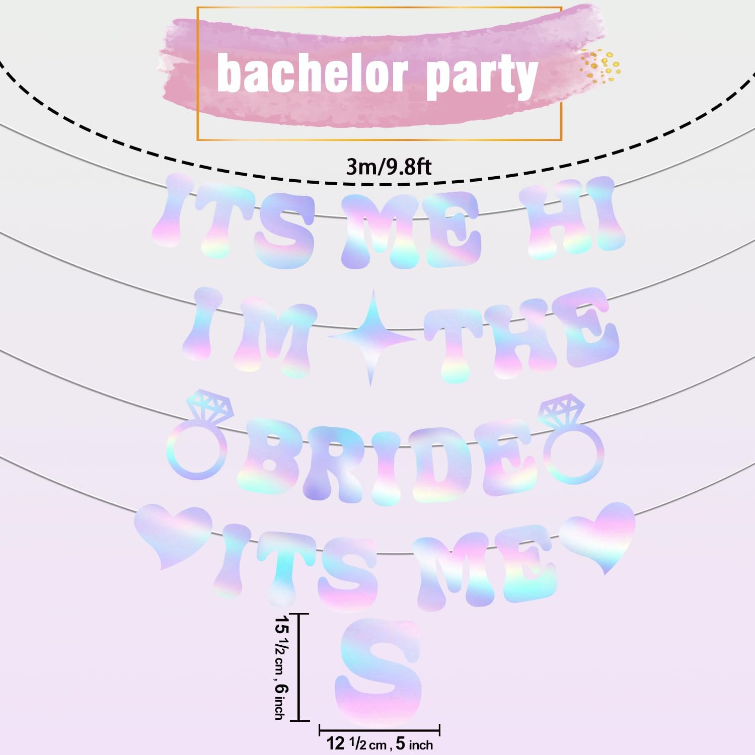 Pre-Strung Glitter Bachelorette Party Decorations