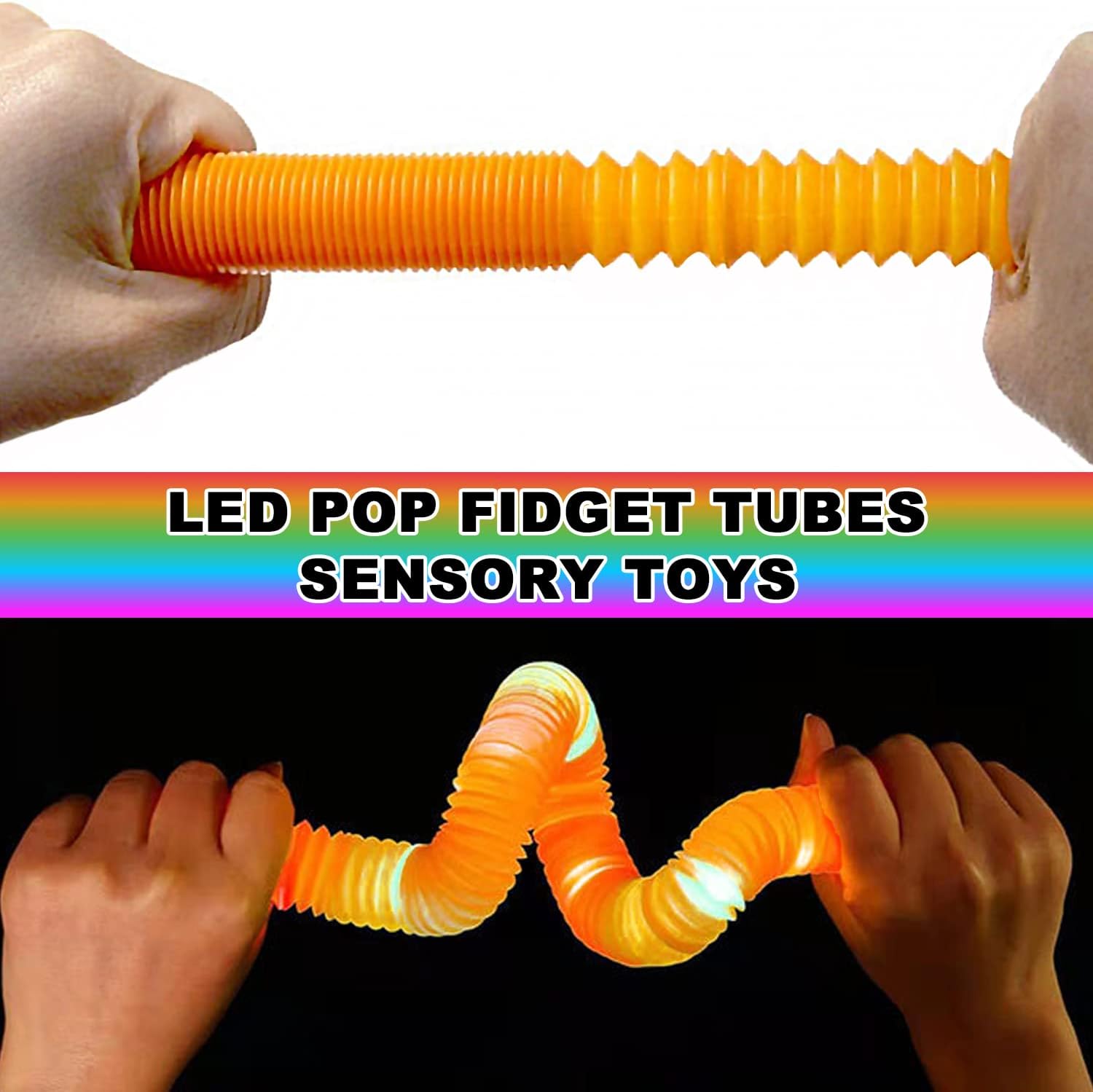 Jishi Light Up Pop Tubes LED Glow Sticks 8-Pack