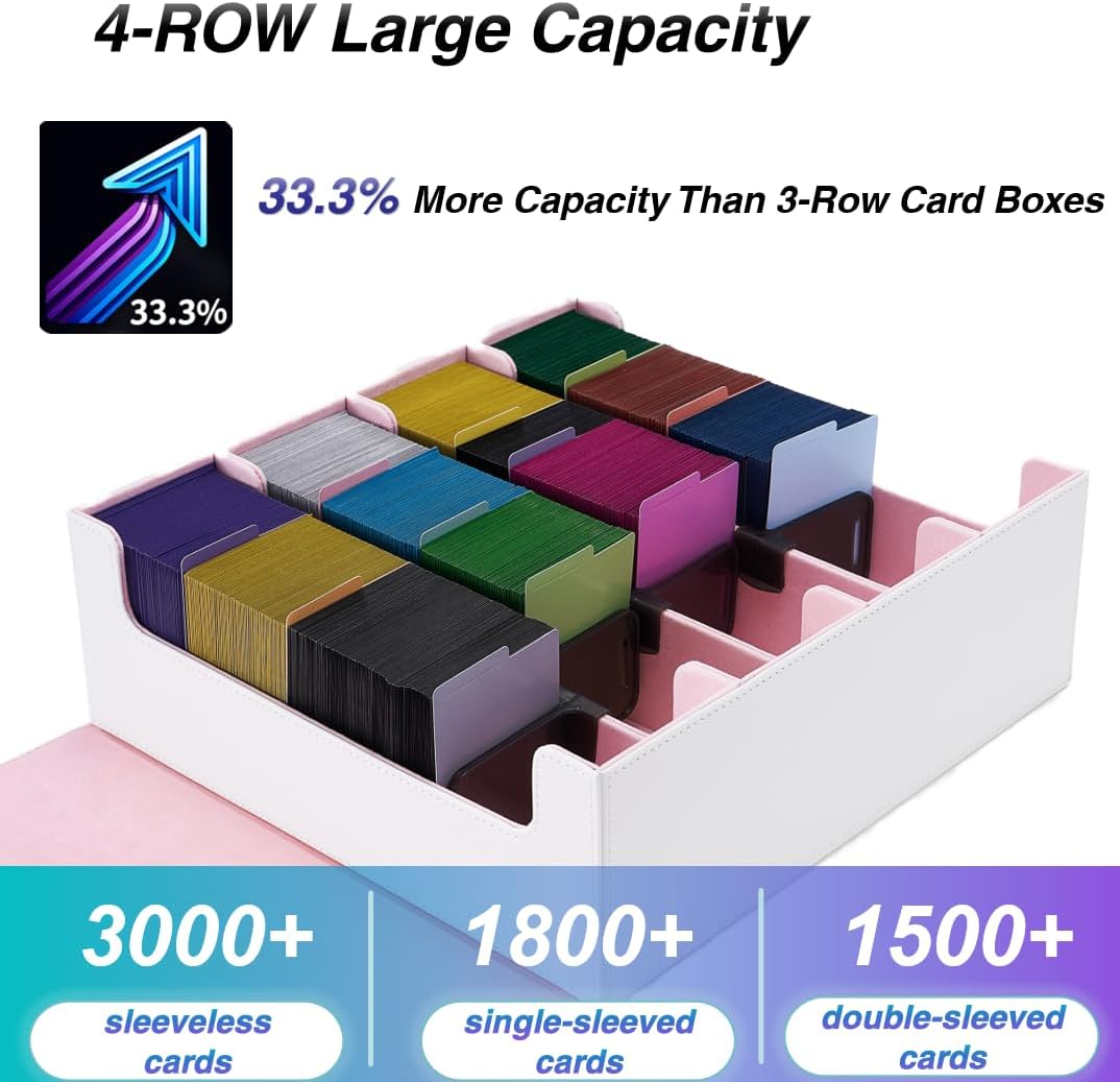 Venssu 4 Row Card Storage Box for 3000 Trading Cards