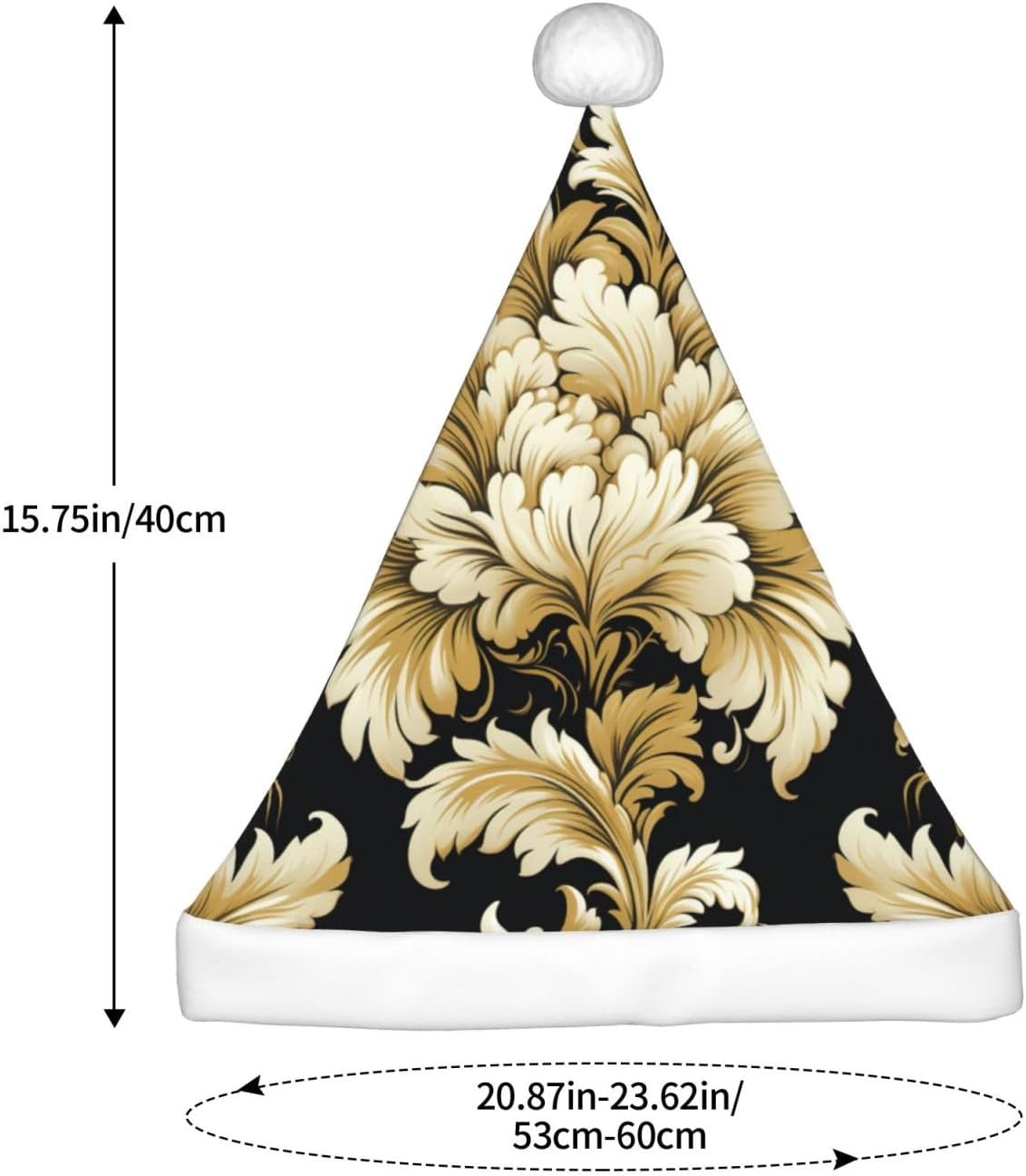 Damask Pattern Christmas Santa Hat Plush for Adults
