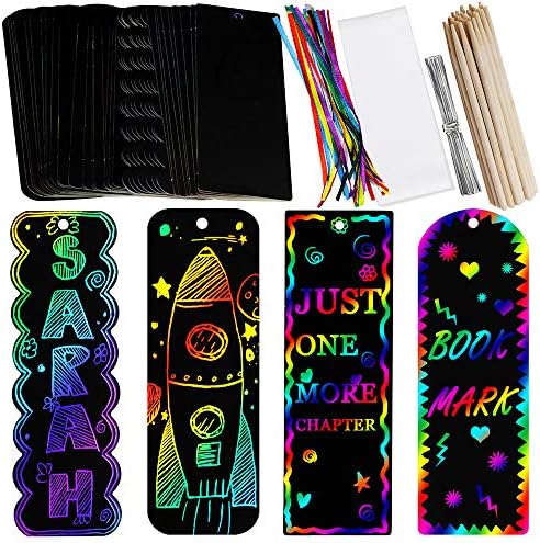 Supla 36 Piece Magic Rainbow Scratch Bookmarks DIY Kit for Kids