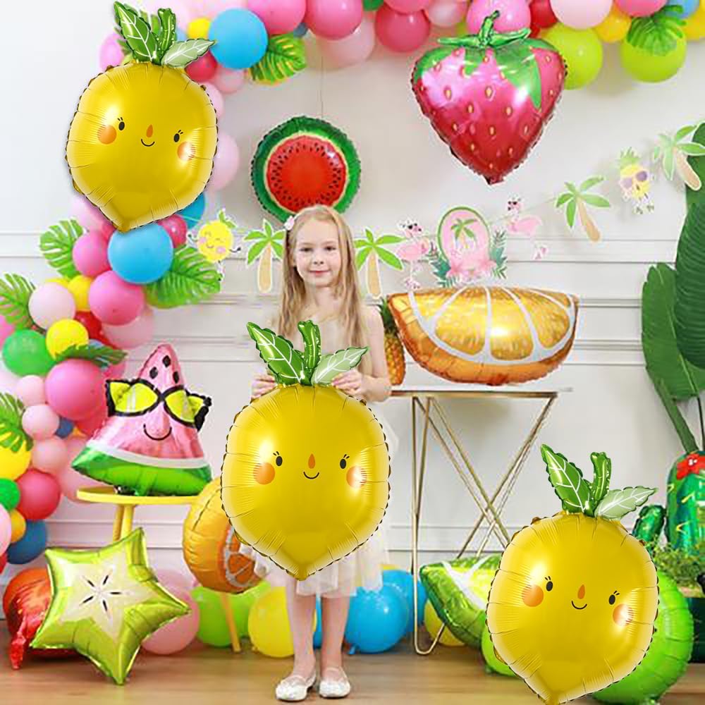 Lemon Foil Balloons 3PCS for Birthday Party Decor