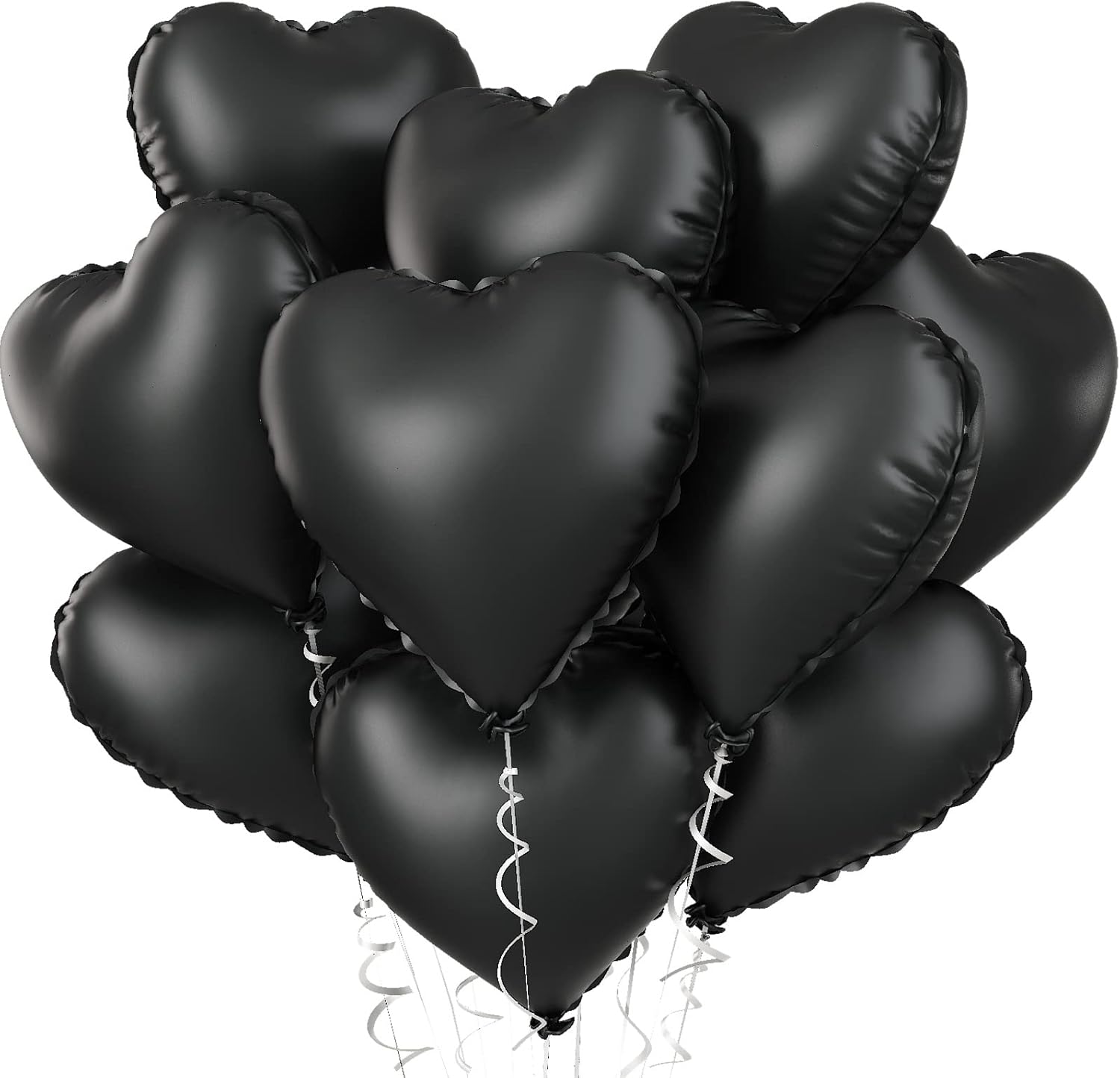 Black Foil Heart Balloons - 10x18 Inch for Valentines Day Wedding Birthday