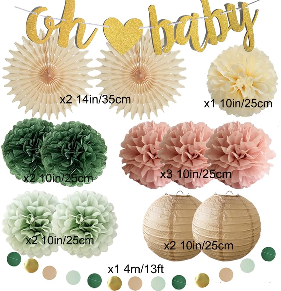 Sage Green and Dusty Pink Baby Shower Decorations