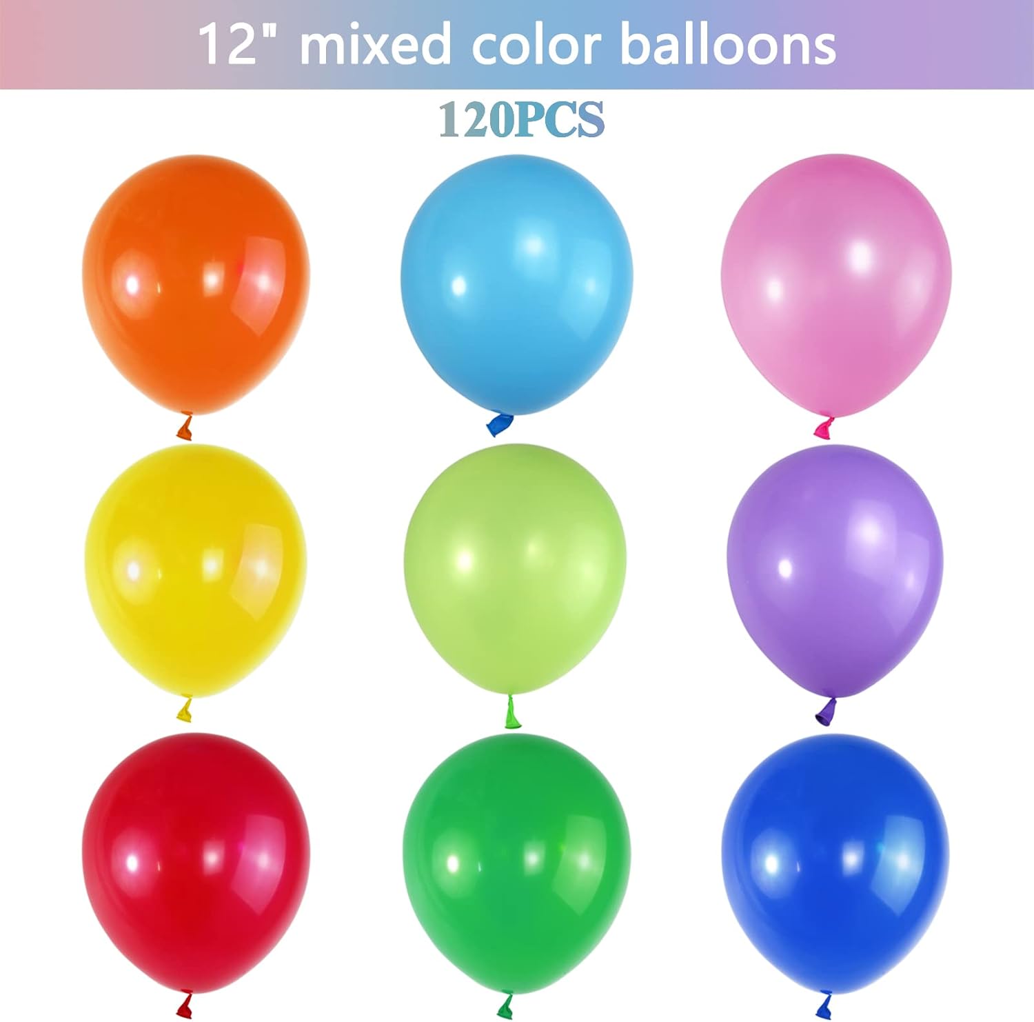 KAWKALSH 120 Rainbow Balloons 12 Inches Birthday Set