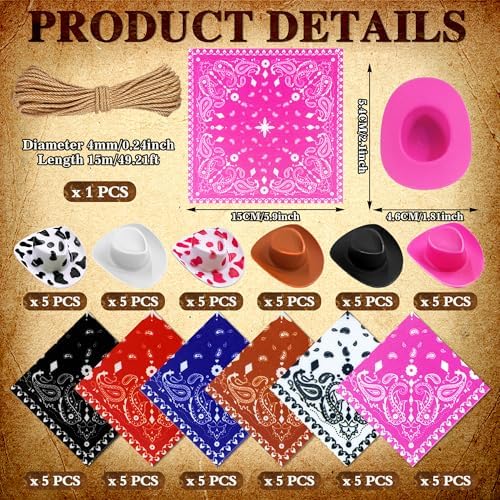 30 Piece Plastic Mini Cowboy Hat Set for Parties