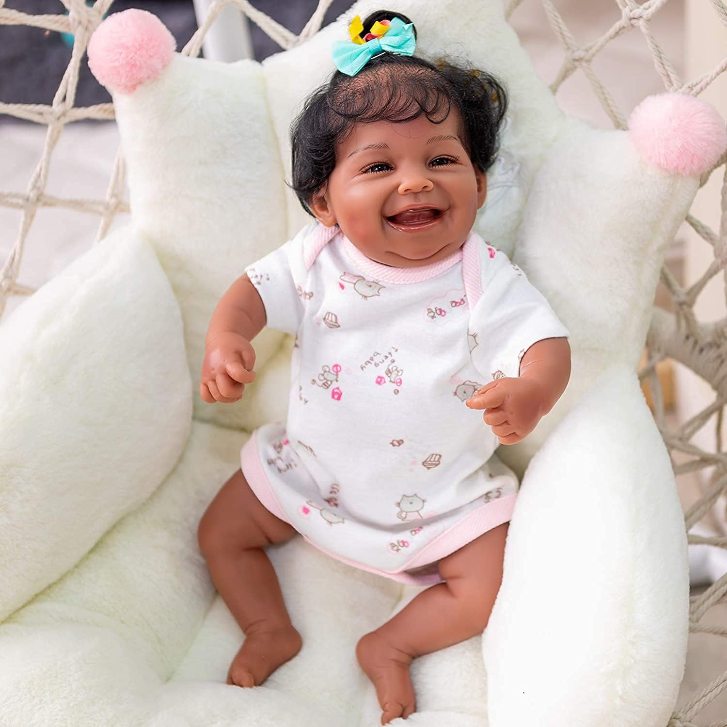 Ecomgoo 20 Inch Reborn Baby Doll Black Realistic Laughing