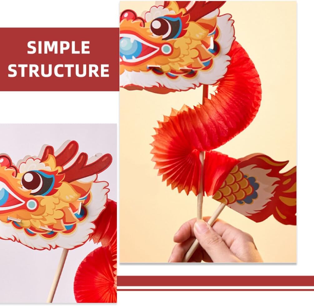 Vaguelly 1Set Paper Dragon Craft Kit for Kids
