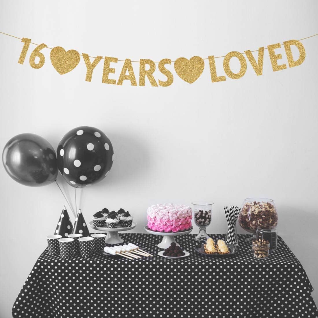 Gold Glitter 16th Birthday Banner Decorations