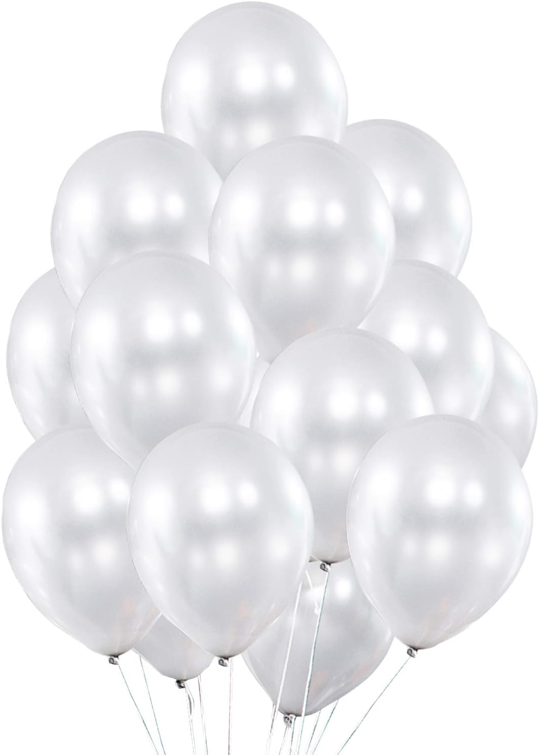 Fayoo 12 Inch White Metallic Balloons 100 Pcs