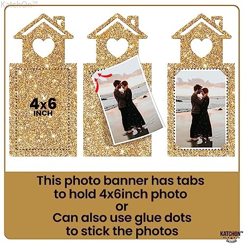 KatchOn Gold Glitter Engagement Photo Banner - 10 Feet 2 Strings No DIY