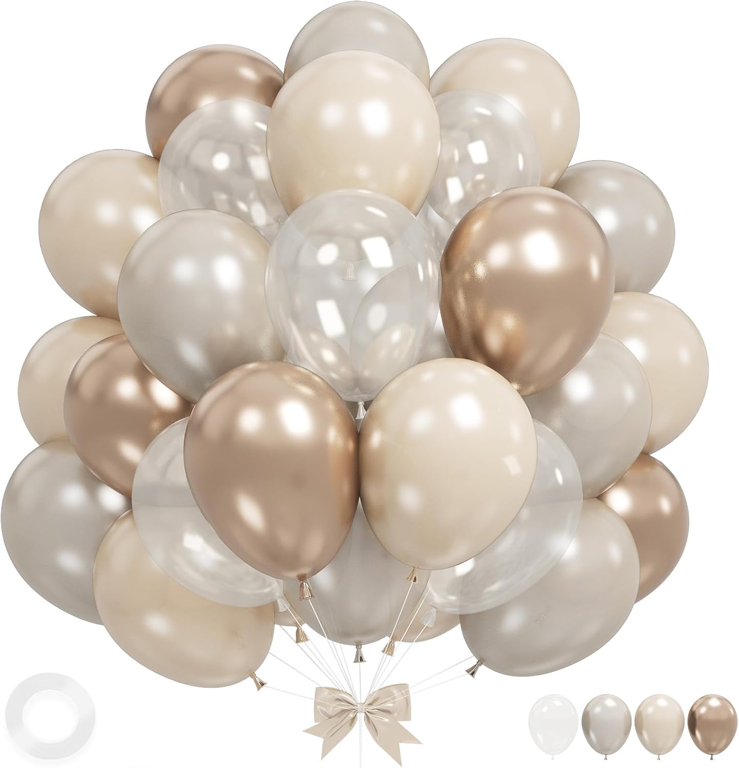 Pearl White Gold Balloons for Wedding and Parties