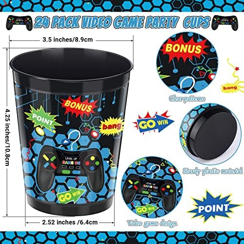 24 Piece 16 Oz Video Game Cups Party Favors Set