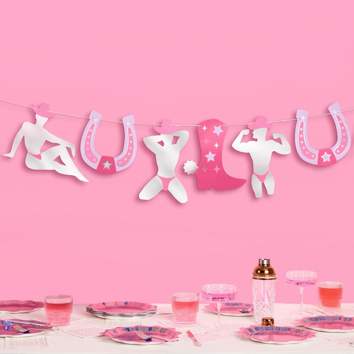 Xo Fetti Bachelorette Cowboy Dancer Foil Banner 5 Ft