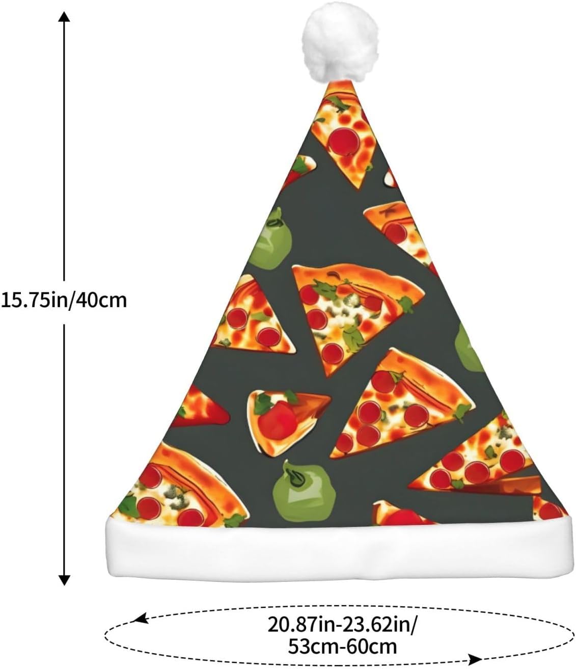 QinZheng LED Pizza Pattern Santa Hat Christmas Decor