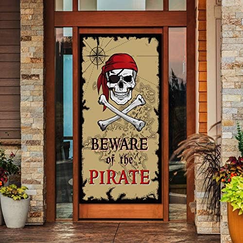 Beware of Pirates Door Banner for Party Decorations