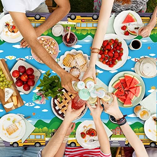 Gisgfim 3 Pcs School Bus Tablecloths Party Decor