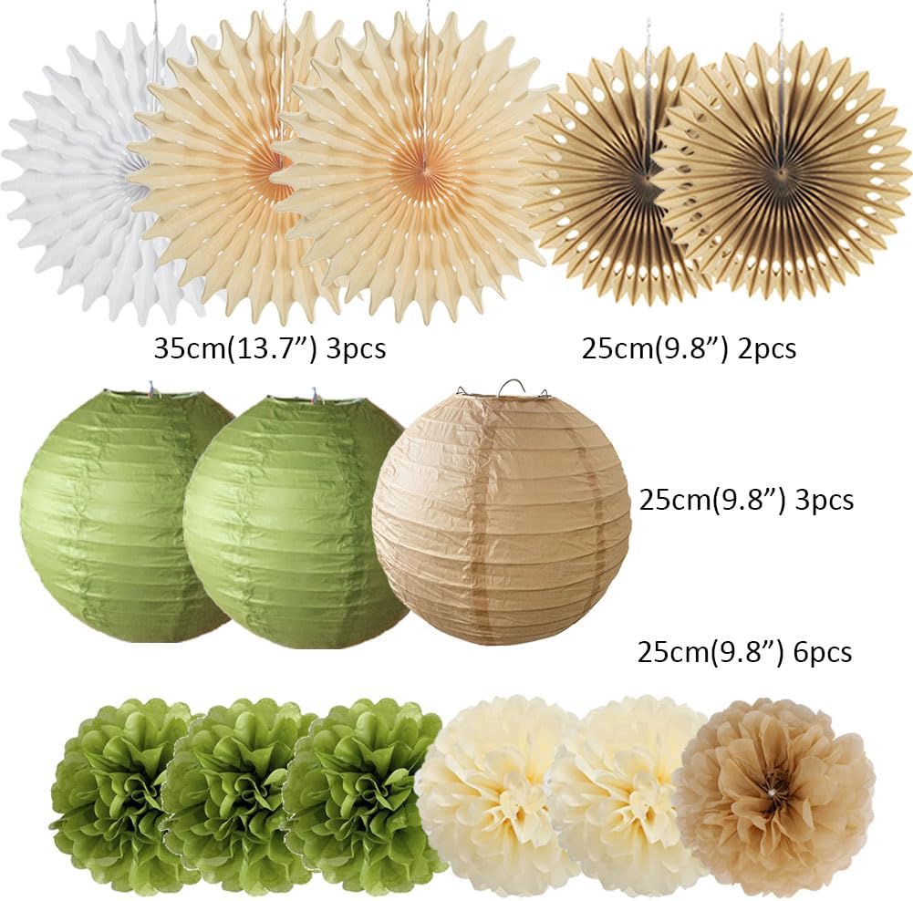 Olive Green and Brown Party Decor Kit