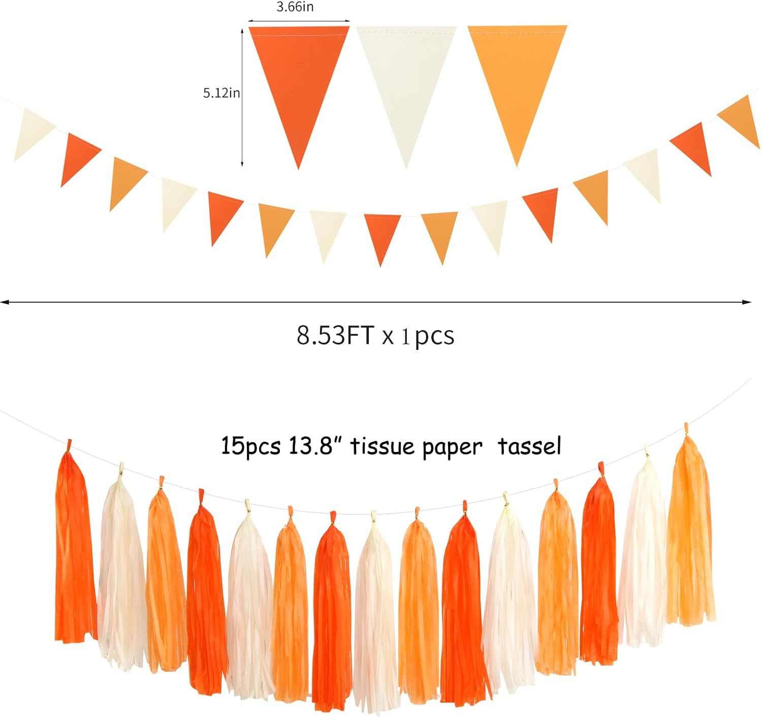 Orange Beige Fall Tissue Pom Poms Streamers Set